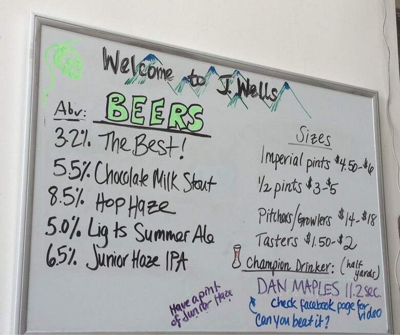 J Wells Brewery - Boulder, CO menu_pic