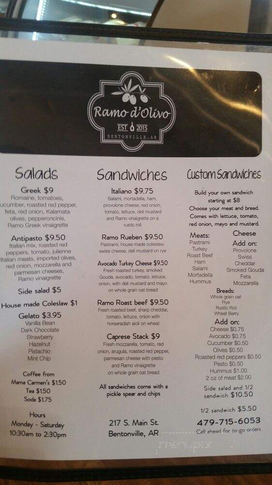Ramo D'Olivo - Bentonville, AR menu_pic