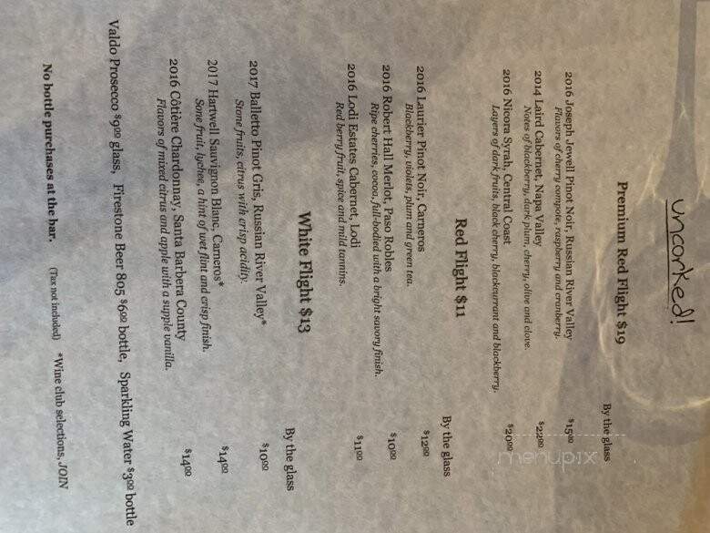 Uncorked! - Saratoga, CA menu_pic