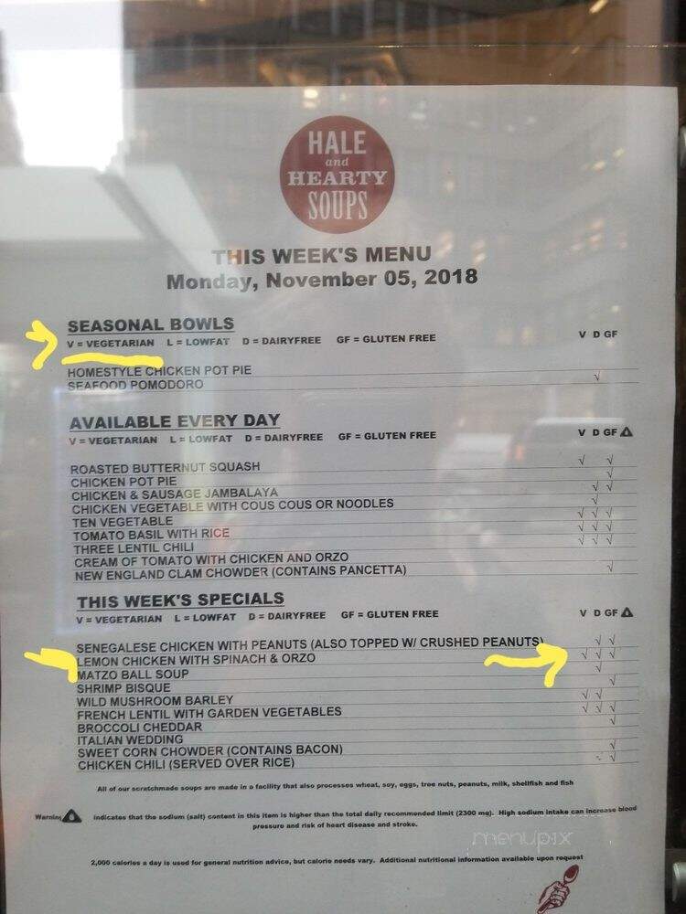 Hale and Hearty Soups - New York, NY menu_pic