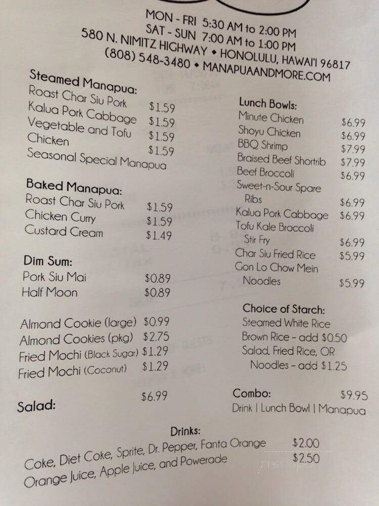 Manapua & More - Honolulu, HI menu_pic