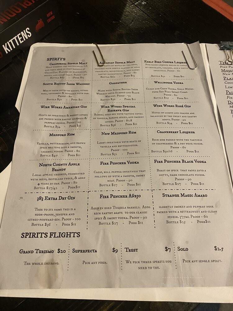Grandten Distilling - South Boston, MA menu_pic