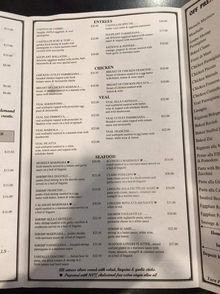 Cafe Castello - Bellport, NY menu_pic