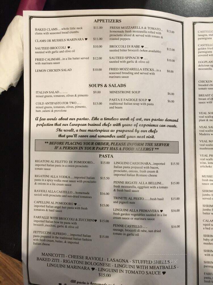 Cafe Castello - Bellport, NY menu_pic
