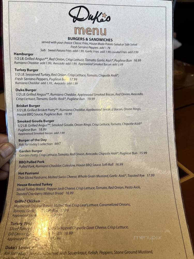 Dukes Plates & Pints - Sacramento, CA menu_pic