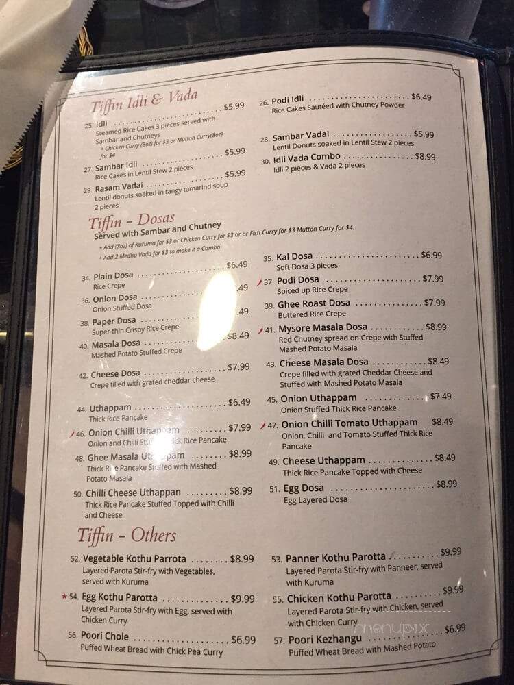 Chennai Cafe - Irving, TX menu_pic