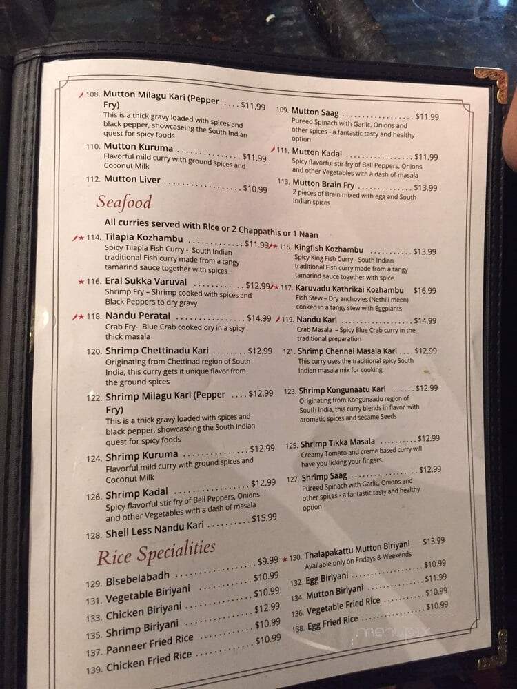 Chennai Cafe - Irving, TX menu_pic