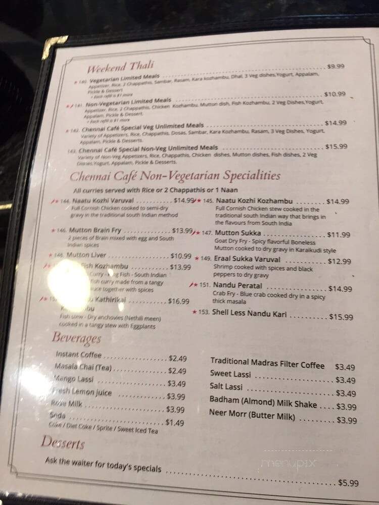 Chennai Cafe - Irving, TX menu_pic