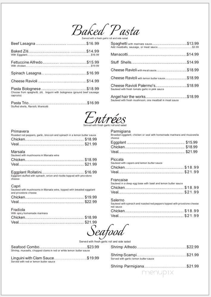 Palermo's Italian Restaurant - Beckett Ridge, OH menu_pic