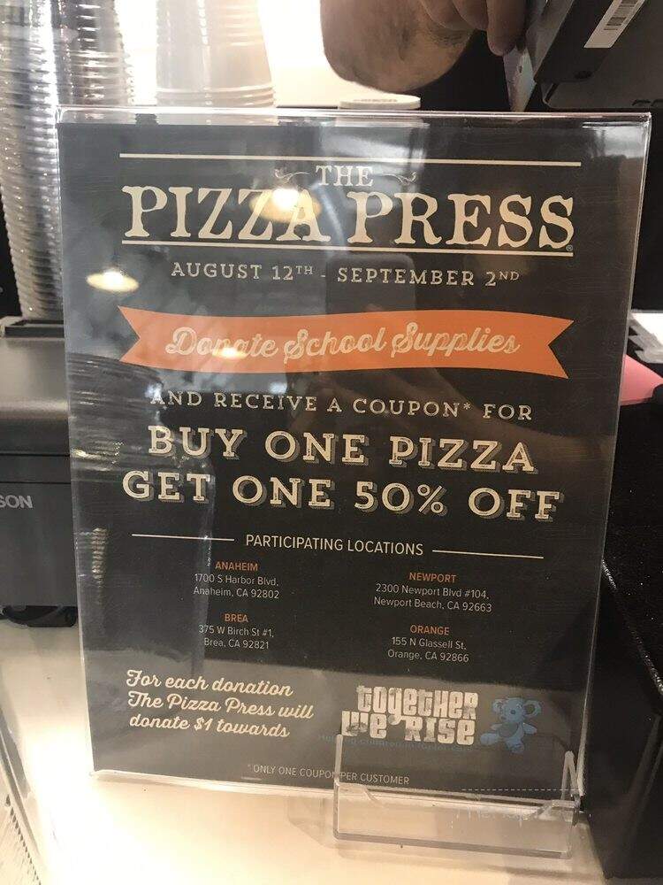 Pizza Press - Orange, CA menu_pic