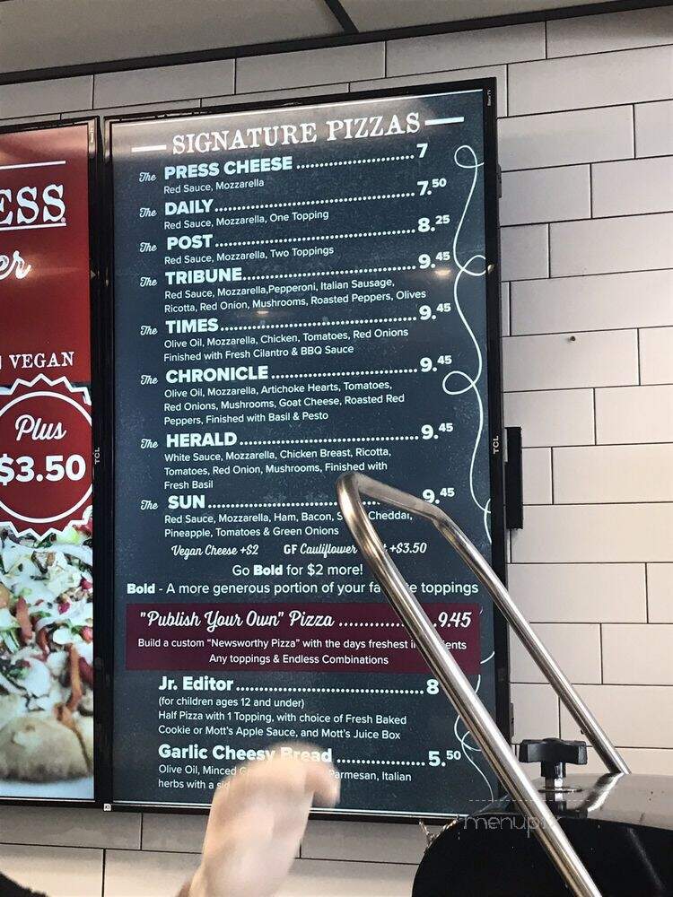 Pizza Press - Orange, CA menu_pic