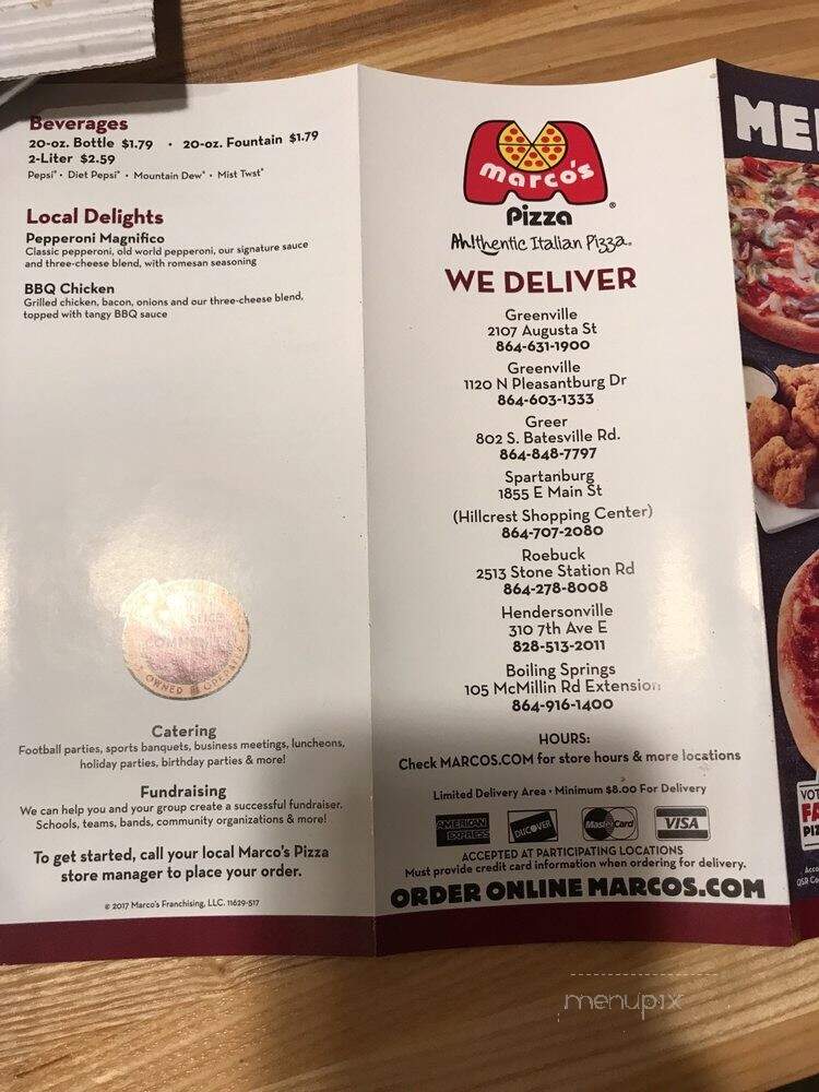 Marco's Pizza - Spartanburg, SC menu_pic