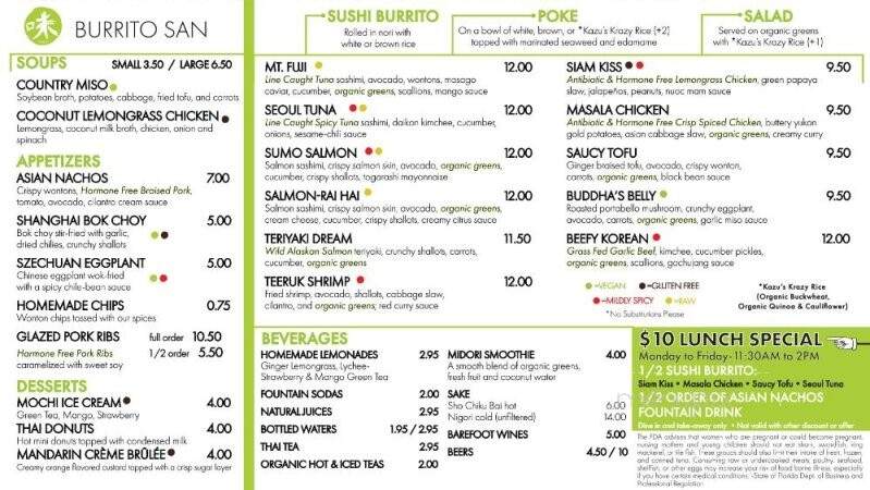 Burrito San - Miami, FL menu_pic