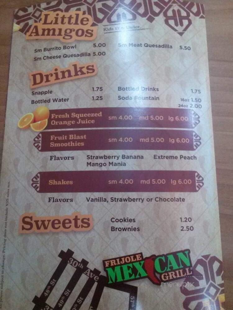 Frijole Mexican Grill - Woodside, NY menu_pic