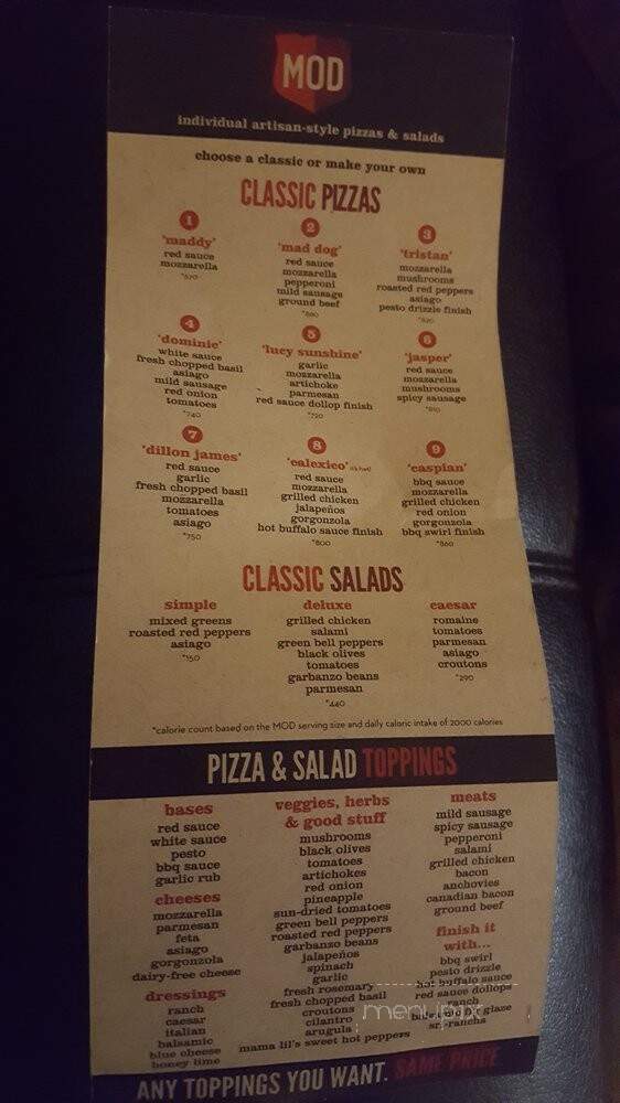MOD Pizza - Allentown, PA menu_pic