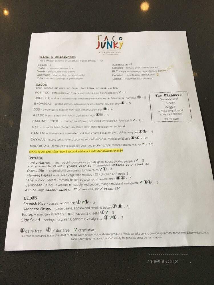 Taco Junky & Tequila Bar - Boulder, CO menu_pic
