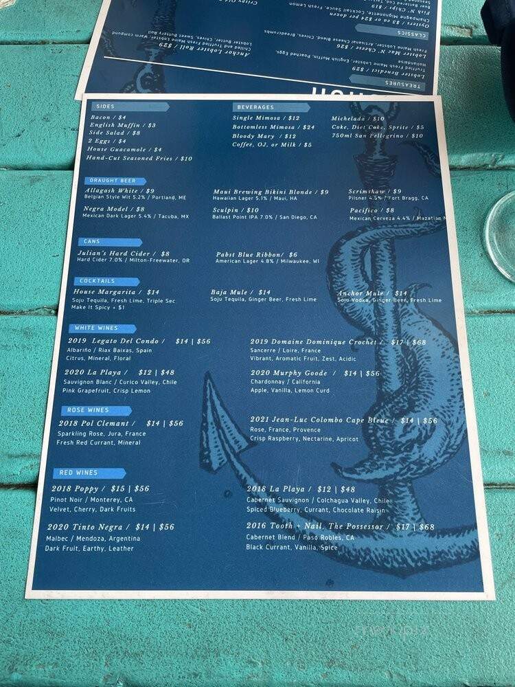 The Anchor - Marina Del Rey, CA menu_pic