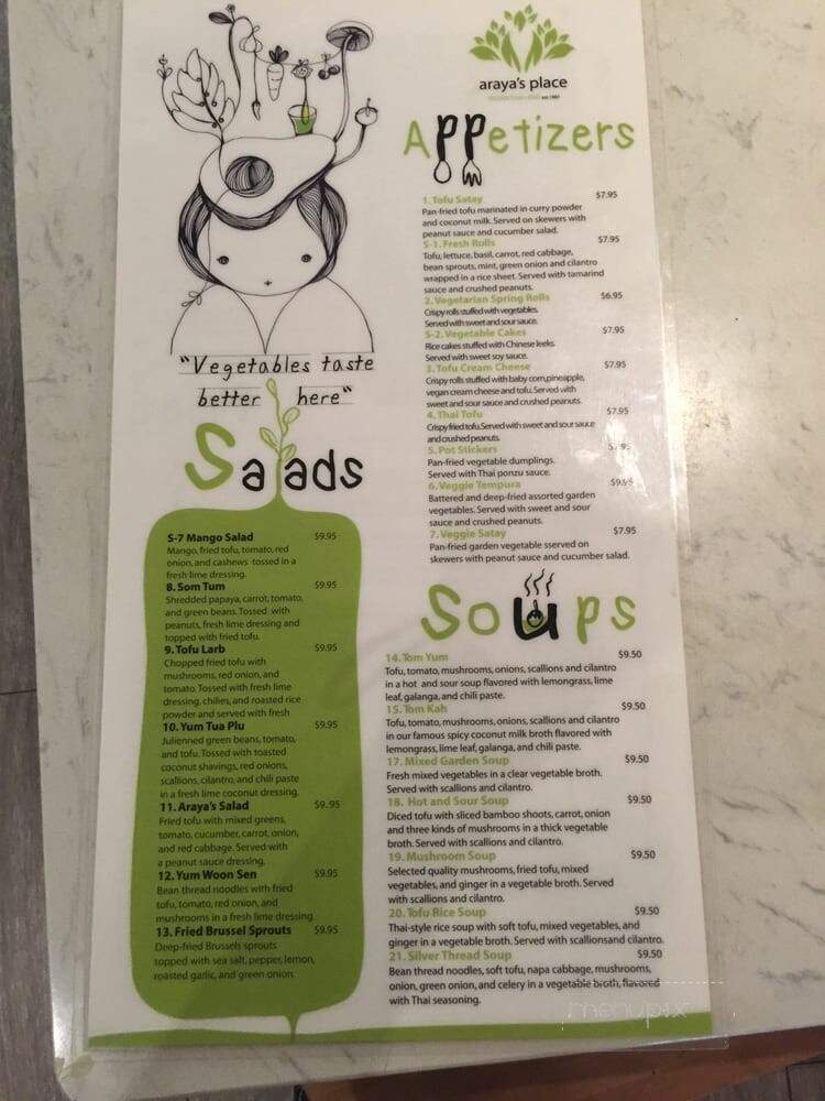 Araya's Place - Seattle, WA menu_pic