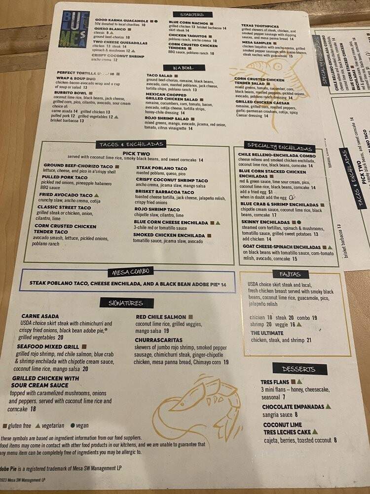 Blue Mesa - Plano, TX menu_pic