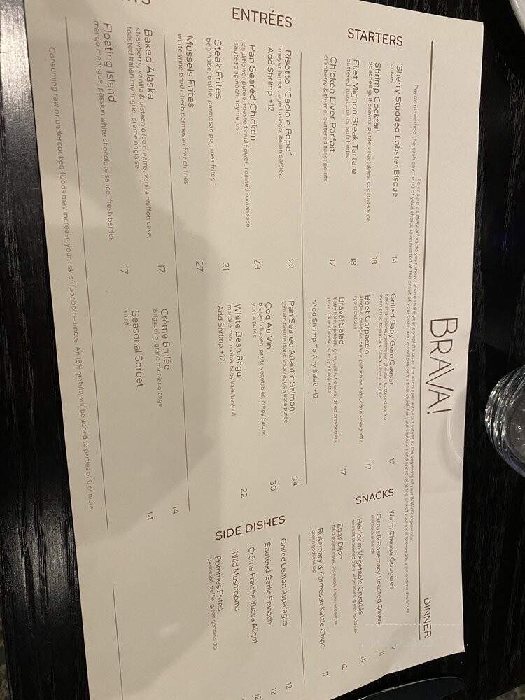 BRAVA! - Miami, FL menu_pic