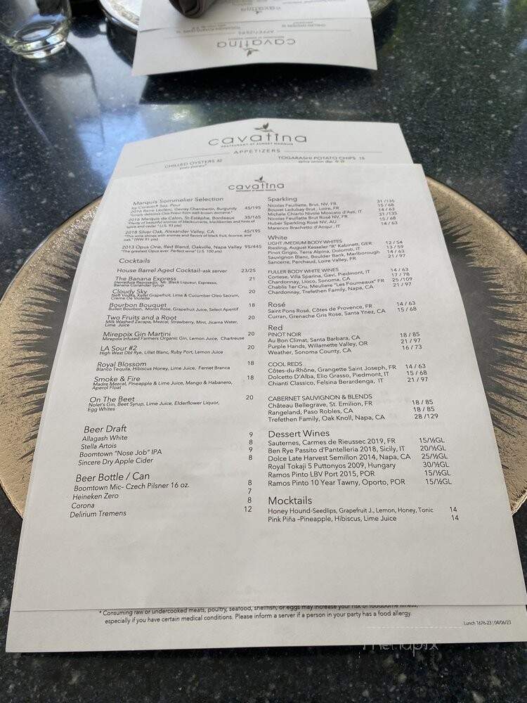 Cavatina - West Hollywood, CA menu_pic