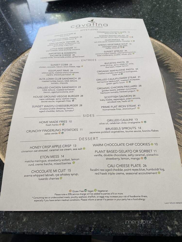 Cavatina - West Hollywood, CA menu_pic