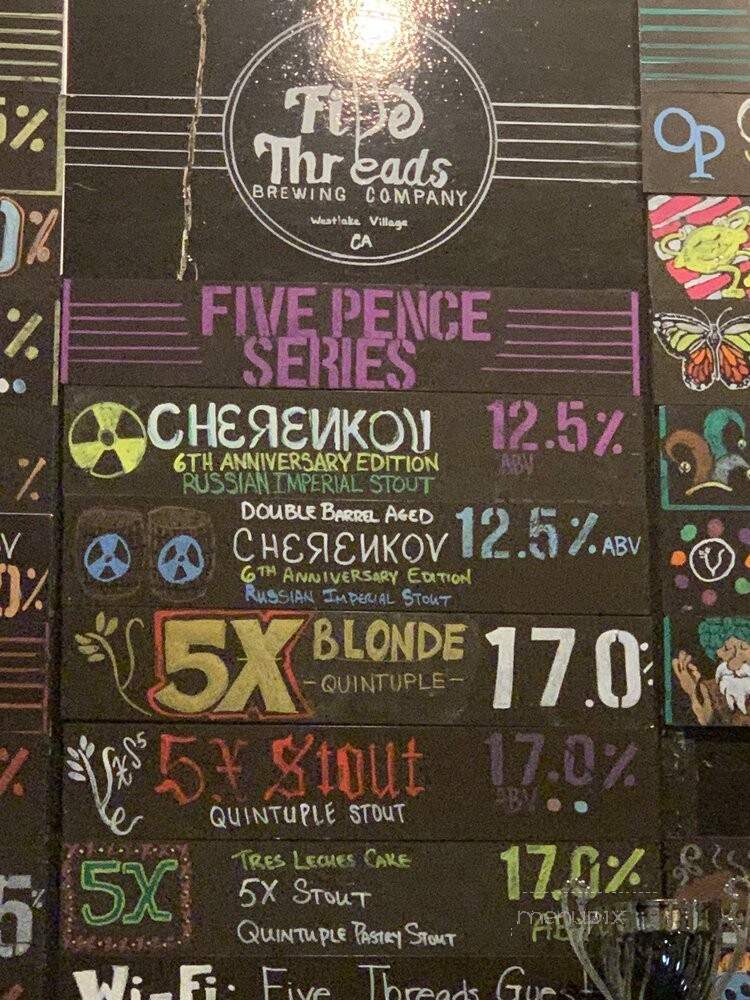 Five Threads Brewing Company - Westlake Village, CA menu_pic