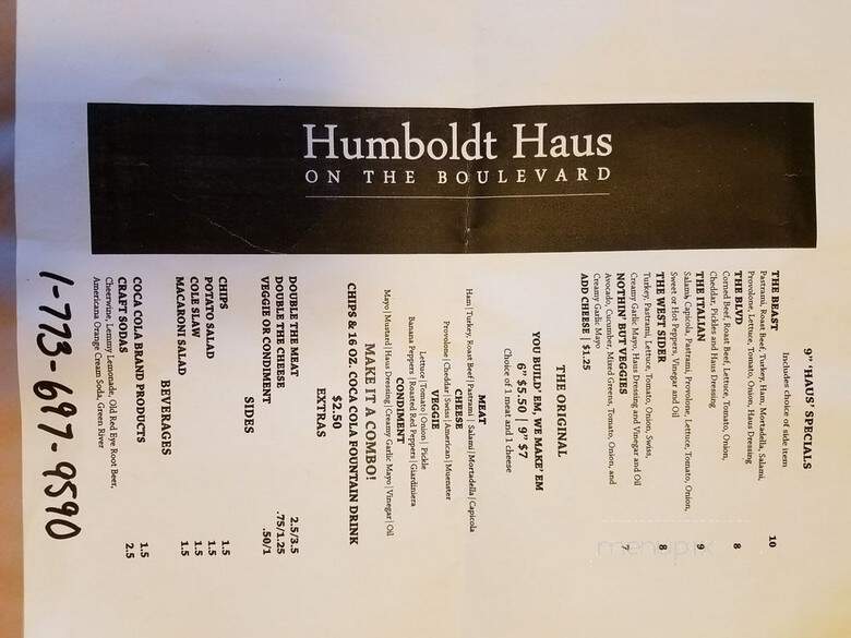 Humboldt Haus - Chicago, IL menu_pic