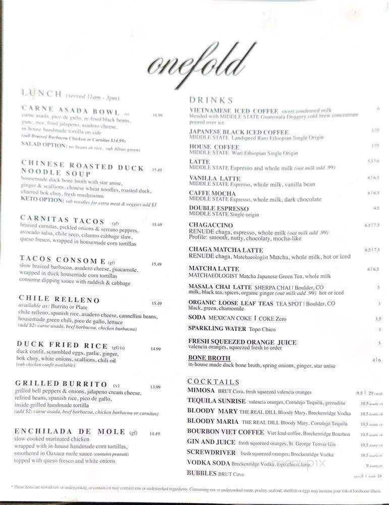 Onefold - Denver, CO menu_pic