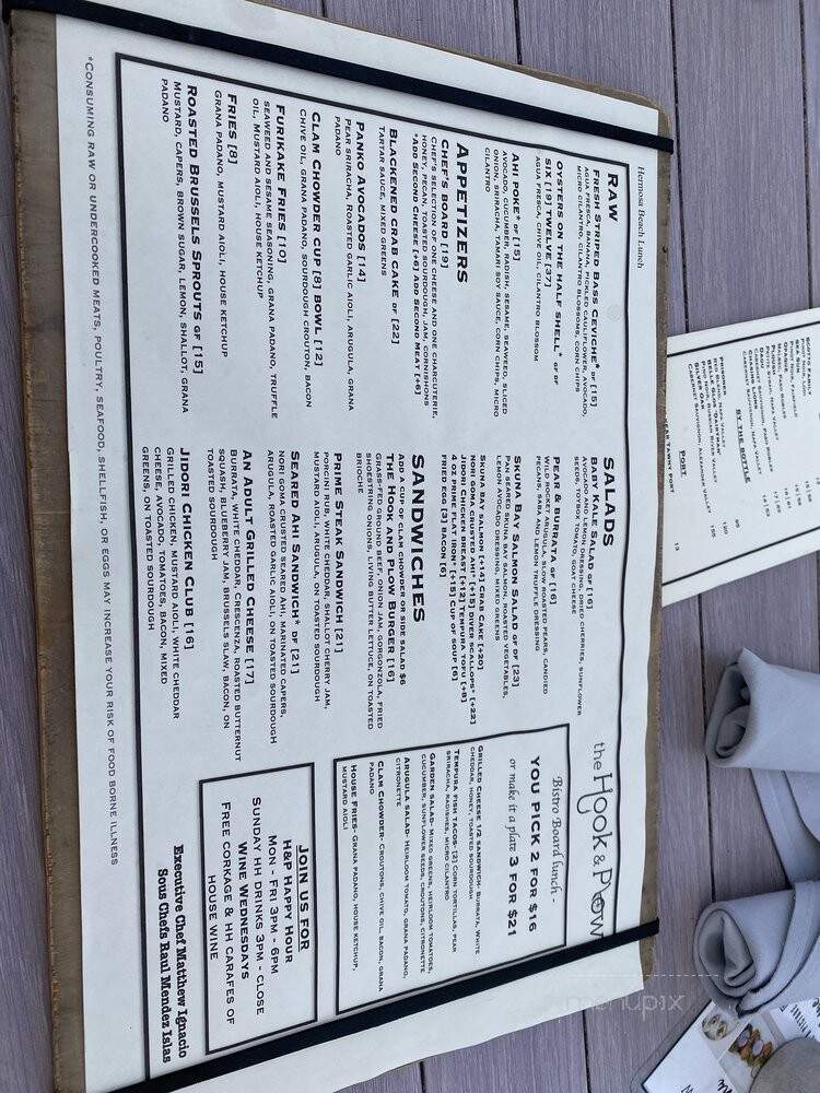 the Hook & Plow - Hermosa Beach, CA menu_pic