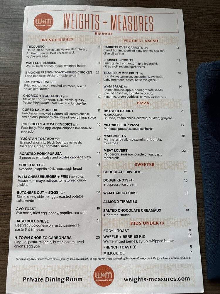 Weights + Measures - Houston, TX menu_pic