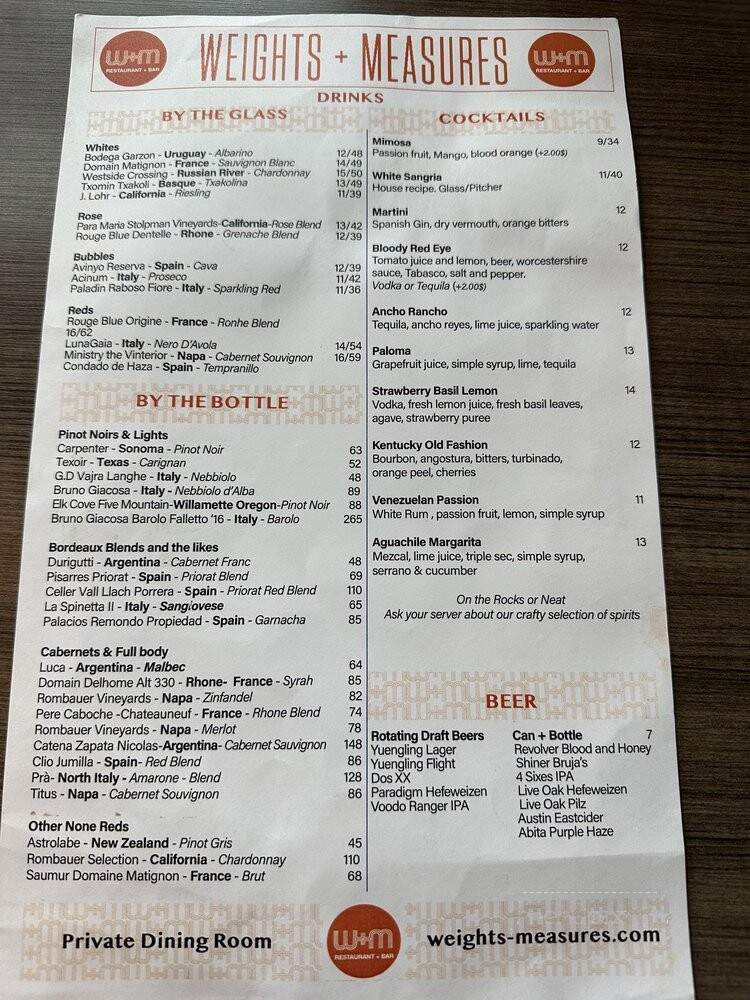 Weights + Measures - Houston, TX menu_pic