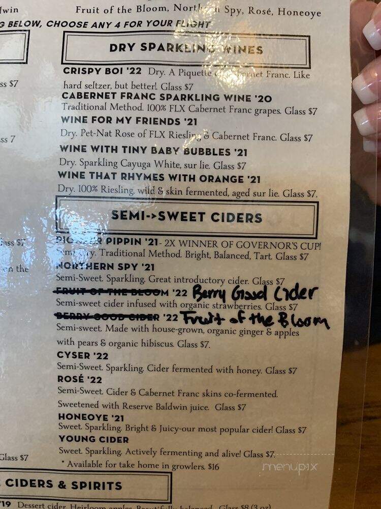 Finger Lakes Cider House - Interlaken, NY menu_pic