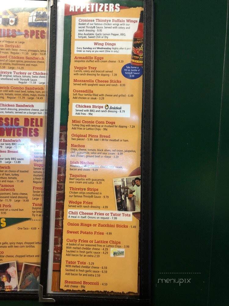 Cronies Sports Grill - Agoura Hills, CA menu_pic