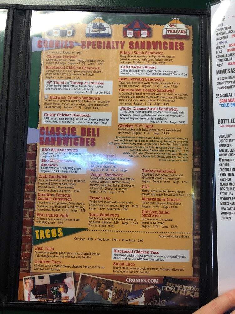 Cronies Sports Grill - Agoura Hills, CA menu_pic