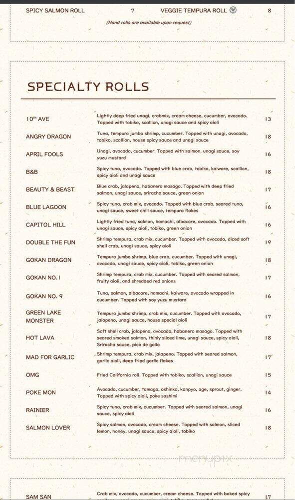 The Gokan by Musashi - Seattle, WA menu_pic