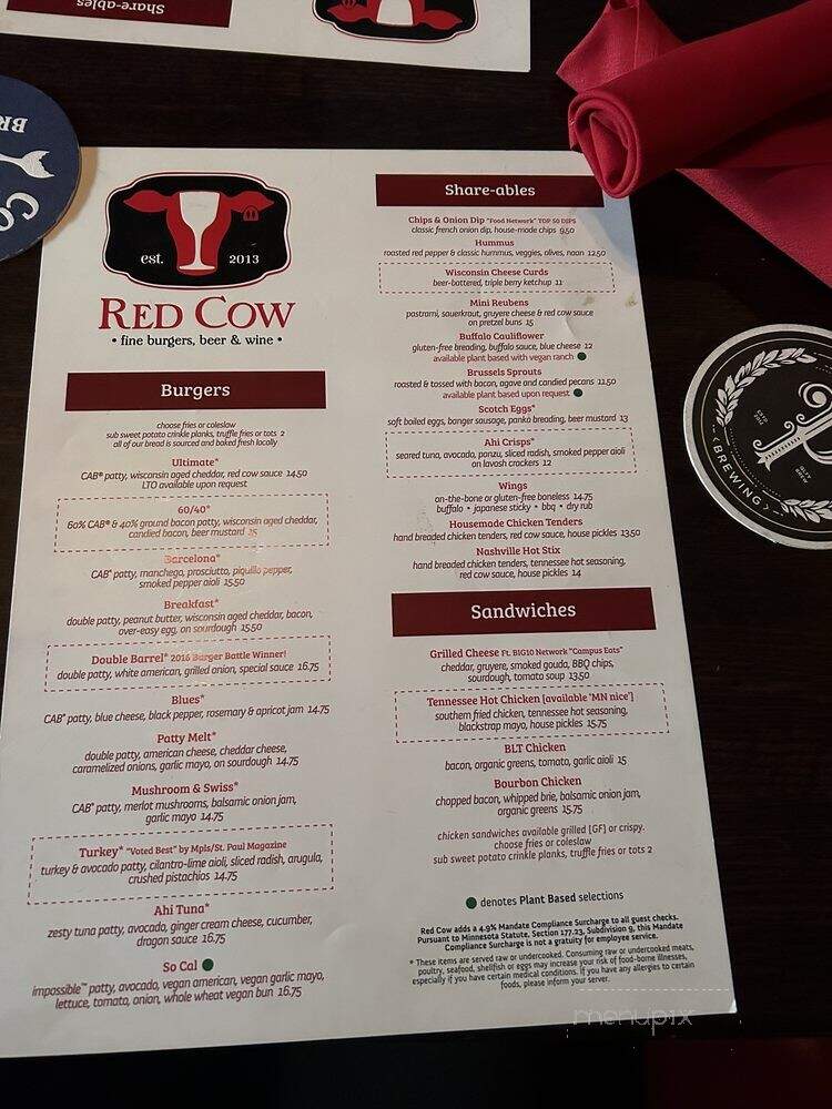 Red Cow - Minneapolis, MN menu_pic