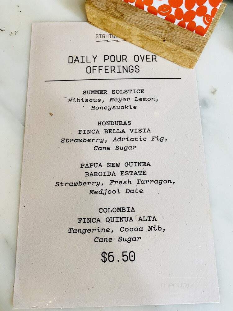 Sightglass Coffee - San Francisco, CA menu_pic