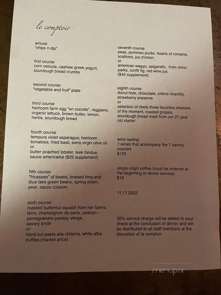 Le Comptoir - Los Angeles, CA menu_pic