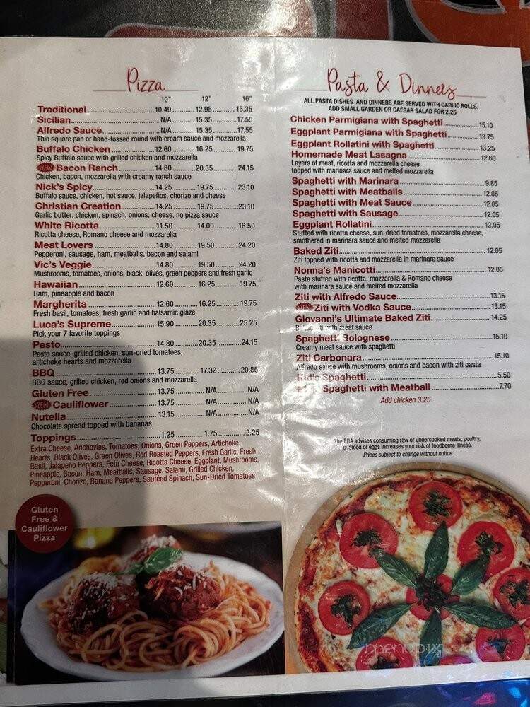 Luca's Pizzeria - Murfreesboro, TN menu_pic