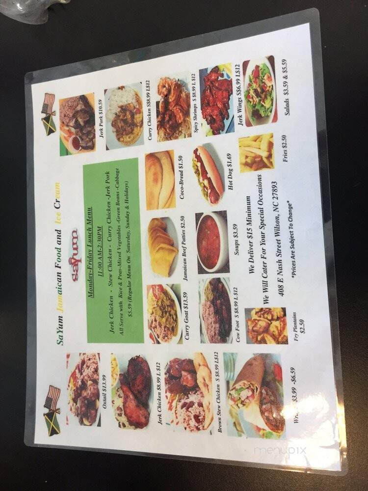 SaYum Jamaican Food - Wilson, NC menu_pic