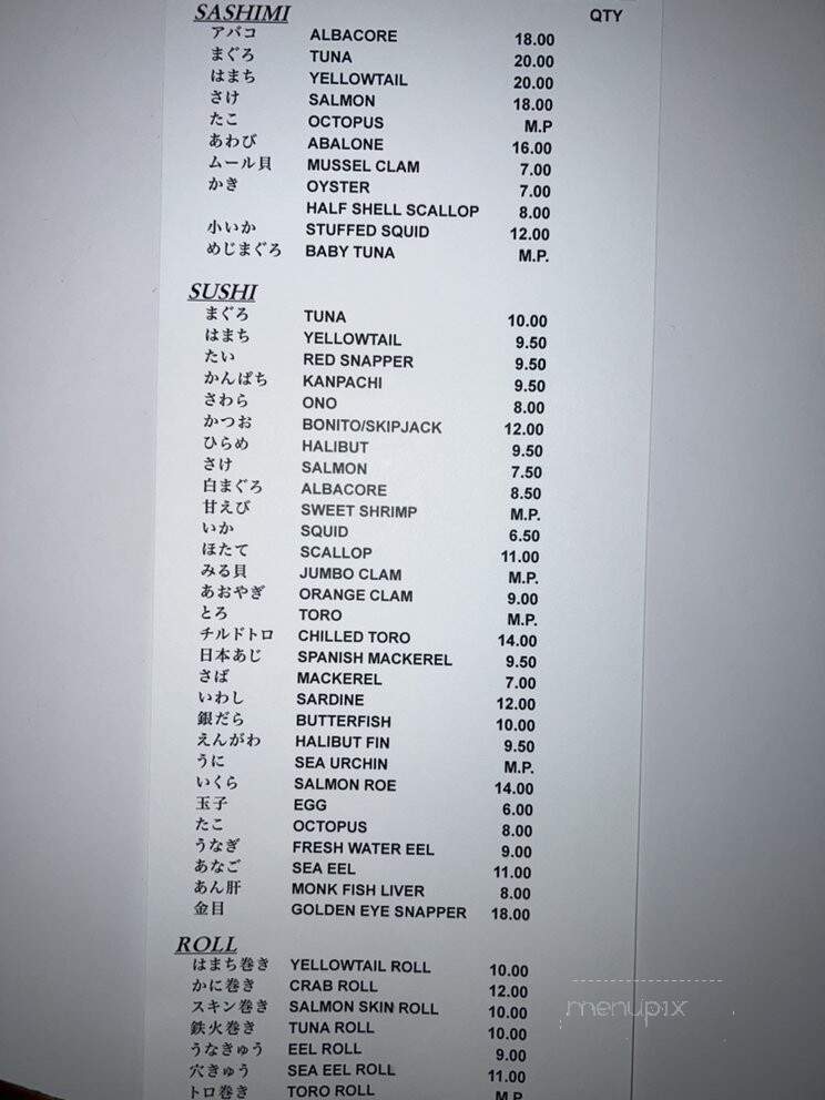 Sushi Sasabune - Los Angeles, CA menu_pic