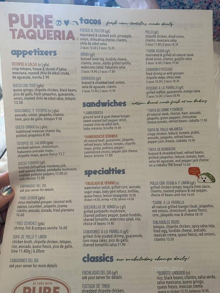 PURE Taqueria - Duluth, GA menu_pic