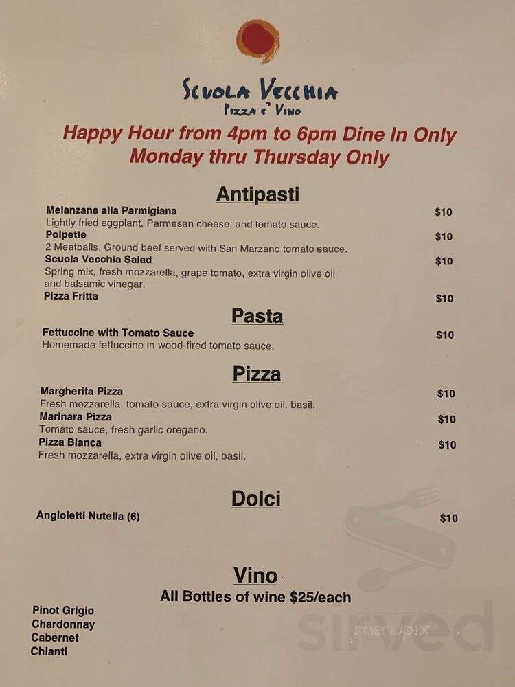 Scuola Vecchia Pizza E VI - Delray Beach, FL menu_pic