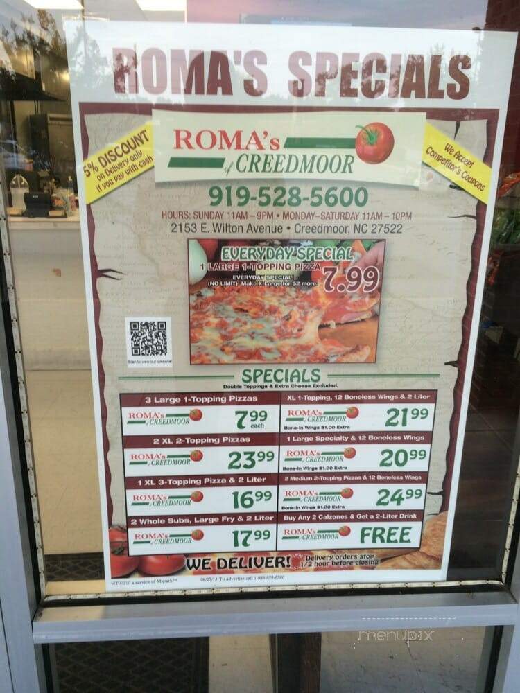 Roma Pizza Creedmoor - Creedmoor, NC menu_pic