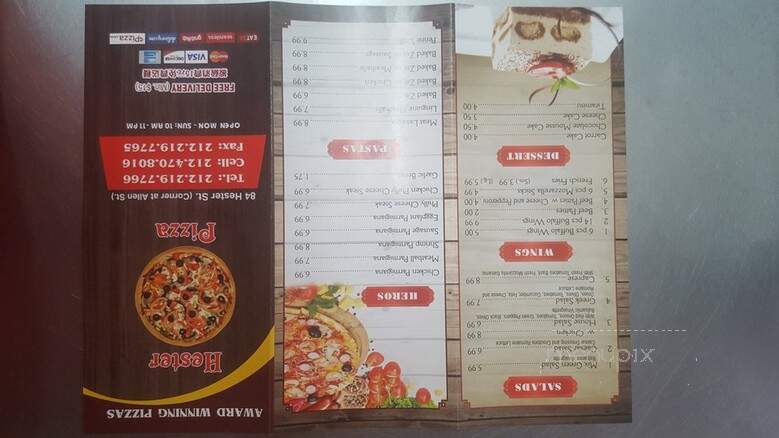 KF Hester Pizza - New York, NY menu_pic