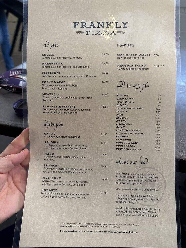 Frankly...Pizza! - Kensington, MD menu_pic