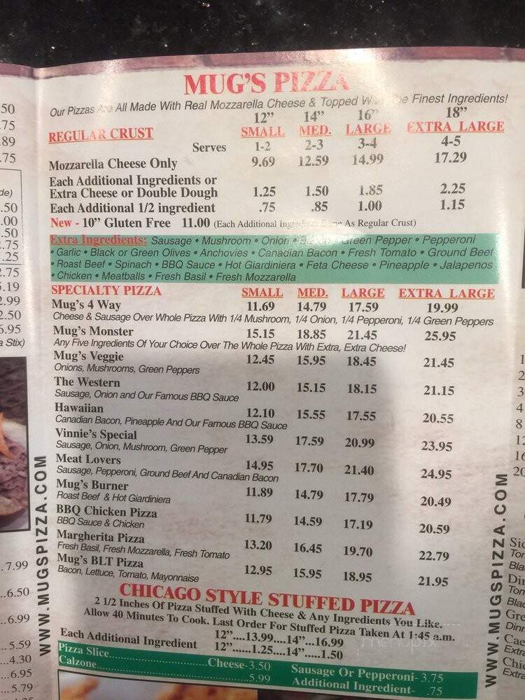 Mugs Pizza & Ribs - Buffalo Grove, IL menu_pic