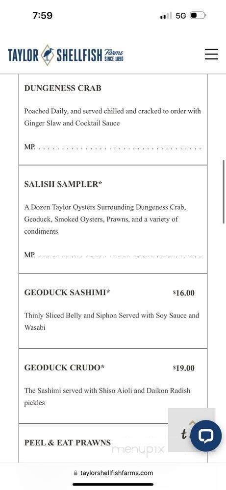 Taylor Shellfish Oyster Bar - Seattle, WA menu_pic