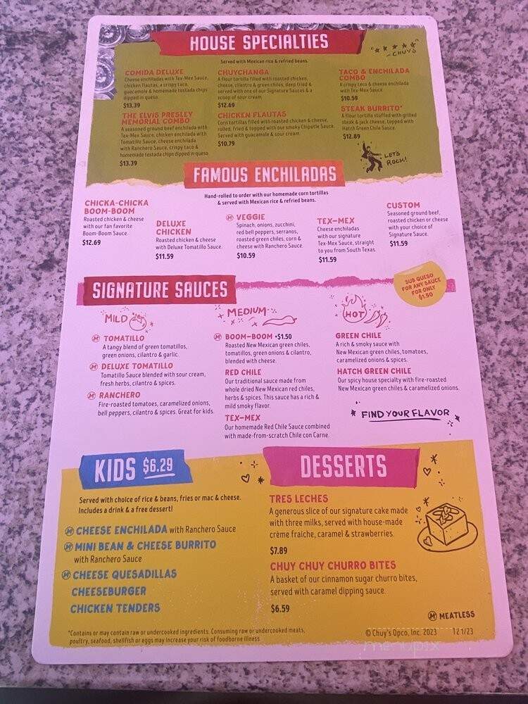 Chuy's - Addison, TX menu_pic